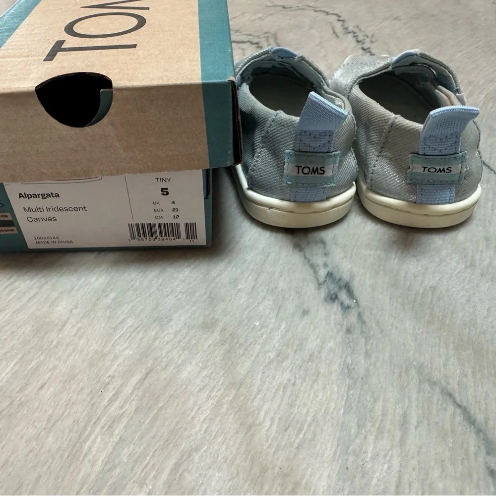 Tiny Shiny Baby TOM’S Shoes—Alpargata Multi Iridescent Canvas, Size 5